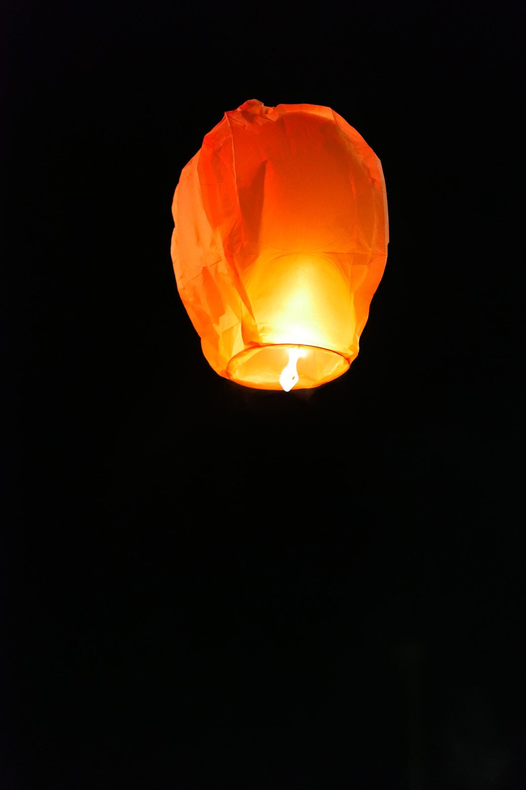 Lanterna dei desideri che vola nel cielo notturno durante il Memorial